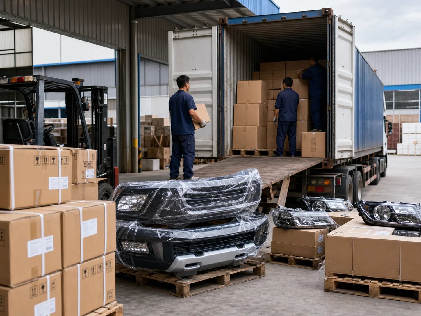 Packed export shipment planning for mixed 4x4 parts orders