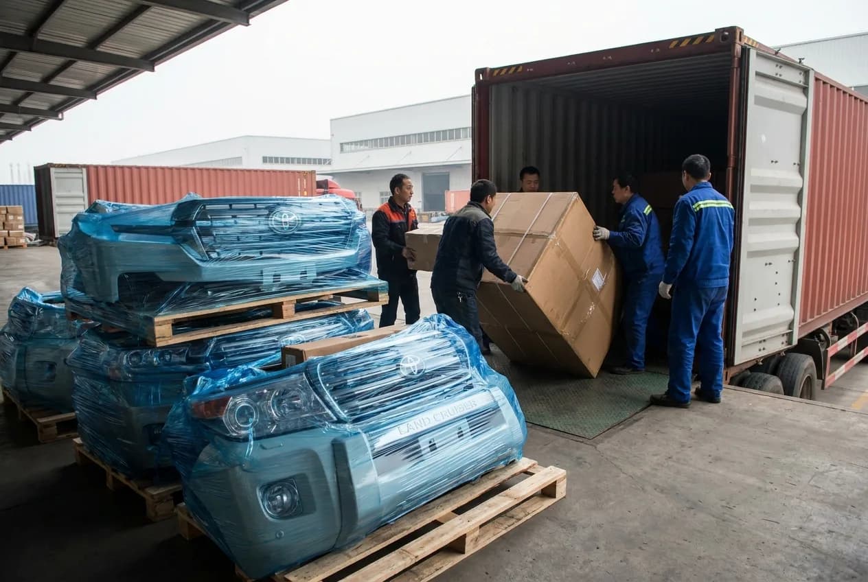 Export packing plan for a mixed Land Cruiser parts order with generation separation