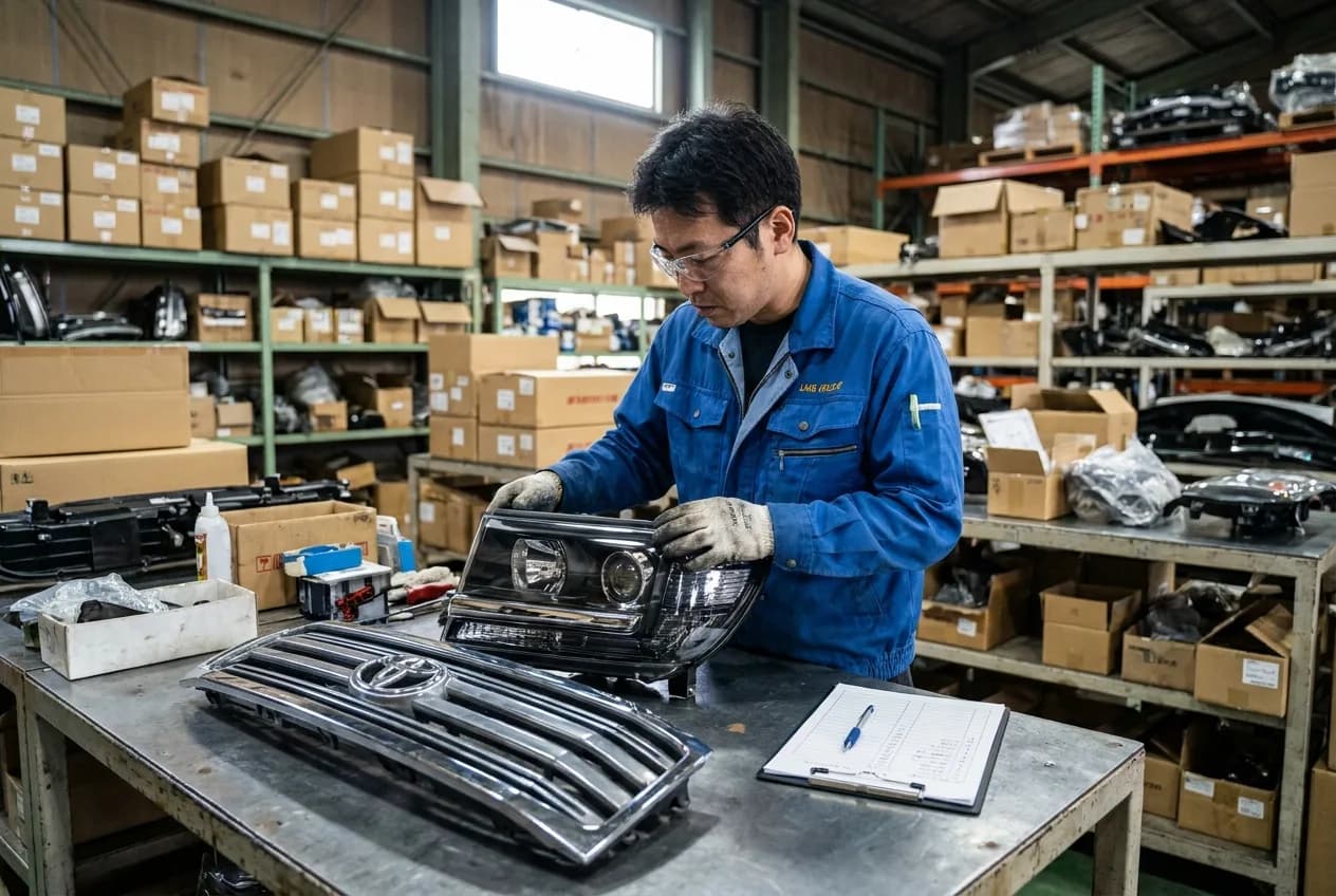 QC inspection for Land Cruiser cooling and suspension parts before export