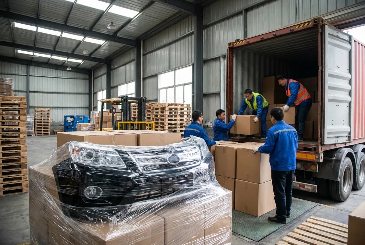 Export packing plan for a mixed Pajero Sport parts order