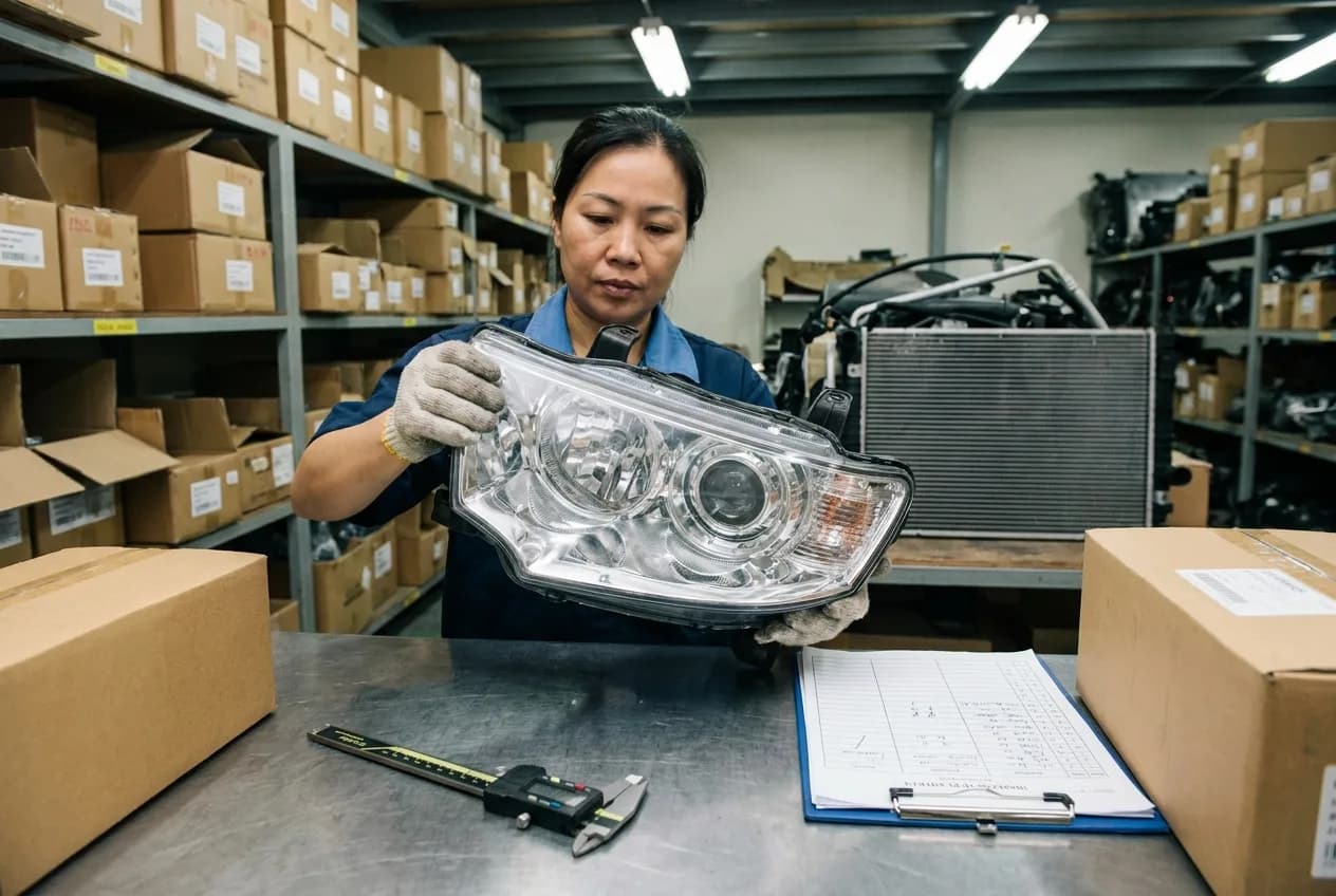 QC inspection for Pajero Sport cooling and suspension parts before export