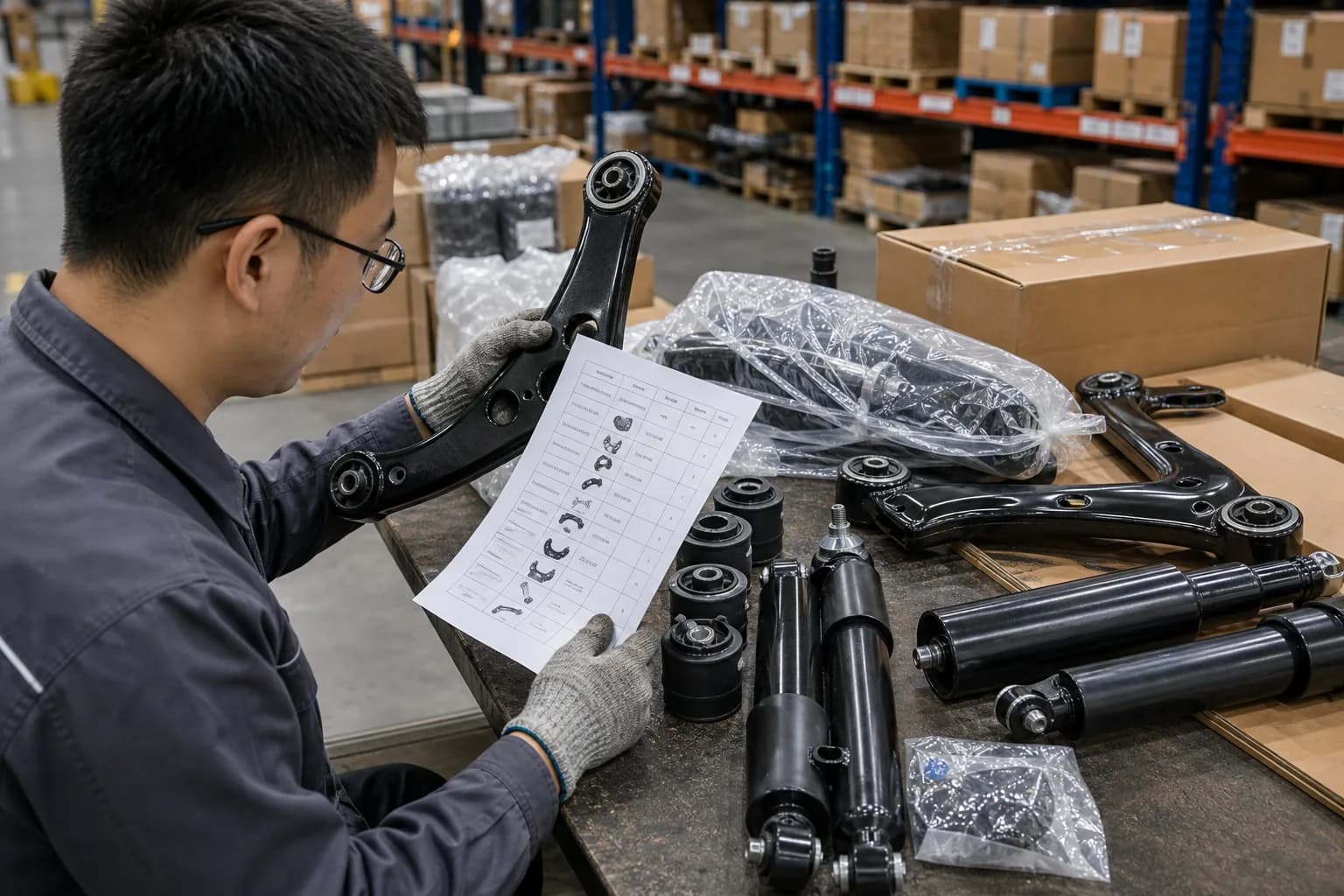 QC routine for 4x4 suspension parts before export release